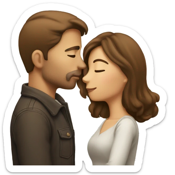 Couple kissing woman with long brown hair man with short brown hair sticker