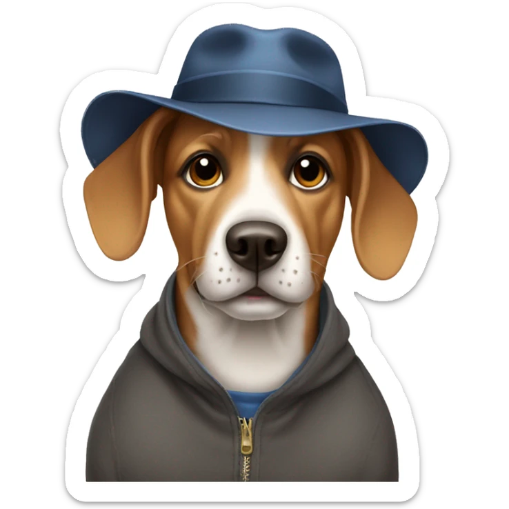 Dog wearing a hat sticker