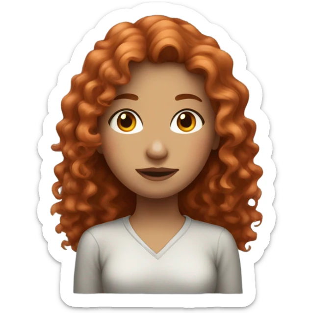 a red-haired girl with wavy hair and gray eyes and a mole near her mouth sticker