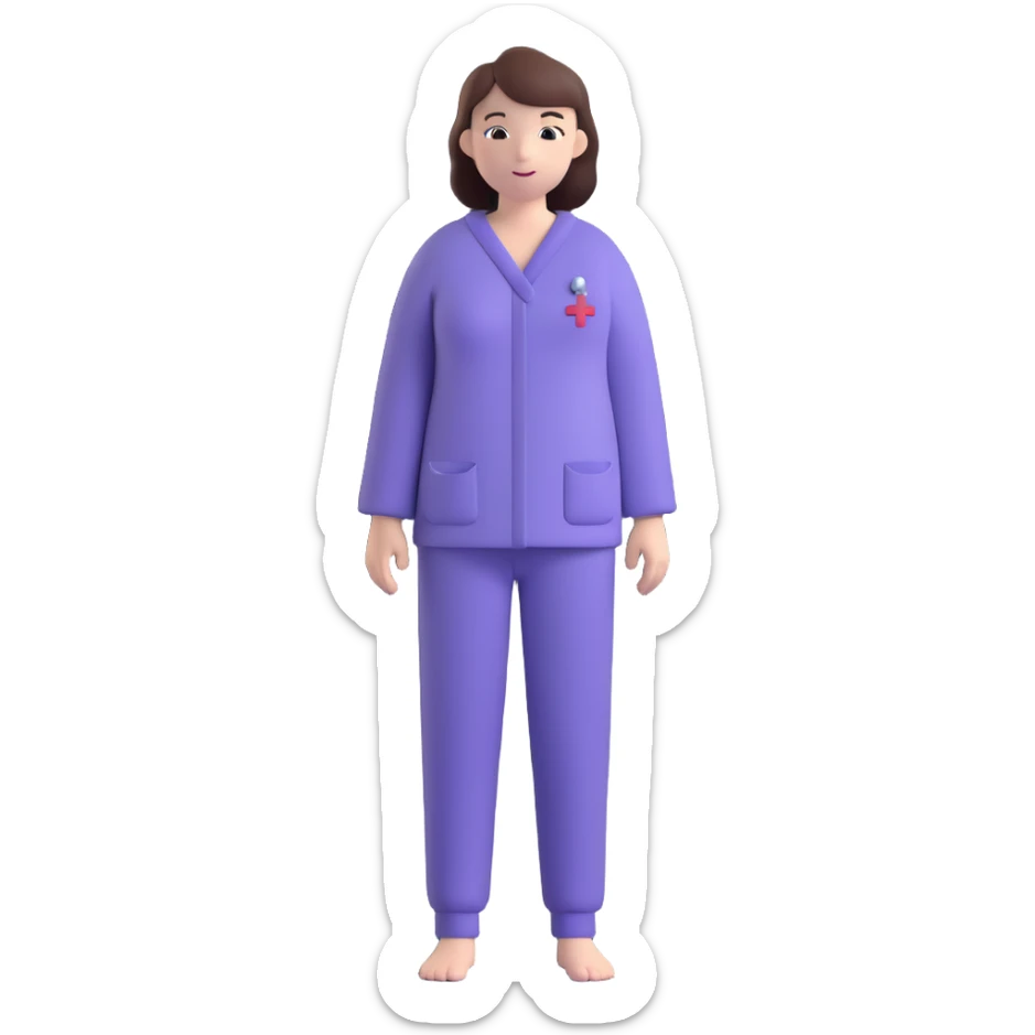 clean and modern adult body silhouette in 3D style wearing #6fe8f3 pajamas with subtle hospital wristband, no face, for psychiatric clinic Discord role icon sticker