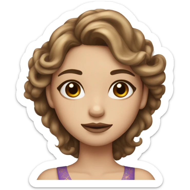 Create the zodiac sign leo as a pale brunette brown hair girl with elaborate makeup and dress that matches the zodiac sign  sticker