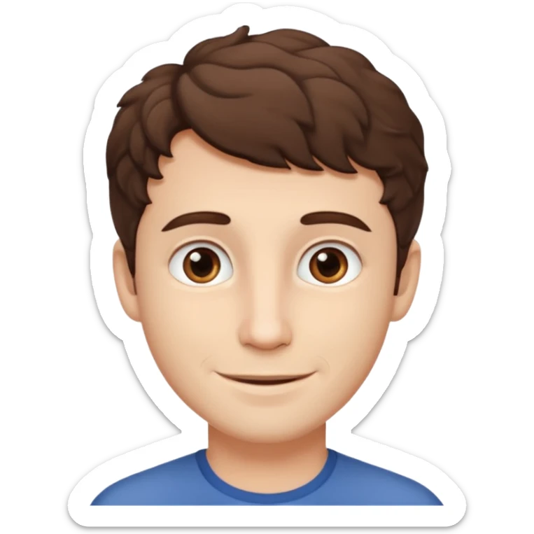 Create an emoji of a man with white skin and short brown but slightly curly hair sticker