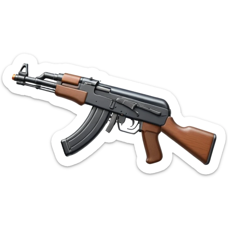 Ak 47 gun emoji in realestic and tilt it with some angle look more realestic like real gun sticker