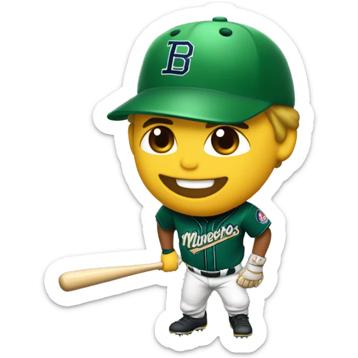 jugador de beisbol de equipo mineros, ponle una M en la cachucha sticker