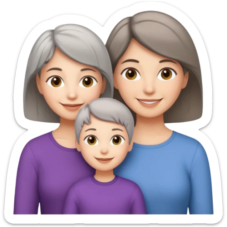 A mum with short Gray hair and her two adult daughters with Light brown hair sticker
