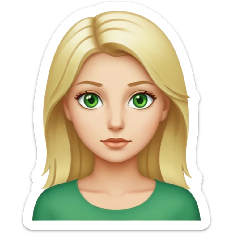 cree moi un emoji d'une femme blonde aux yeux verts avec jul  sticker