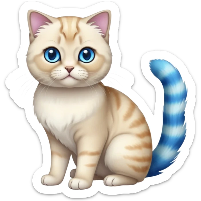 Colorful exotic iridescent tropical shiny Fantasy-Siamese-Scottish-Fold-feline-Fakémon-feline-hybrid (full body) sticker
