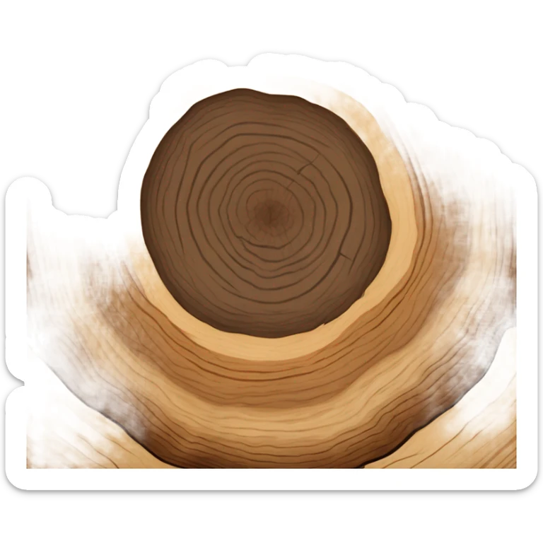 A realistic picture of a tree cut open in profile, round, where you can see the annual rings, more Details please sticker