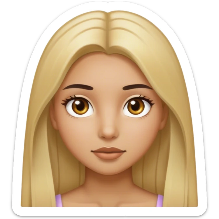 Girl with hazel eyes and blonde straight hair with light olive skin sticker