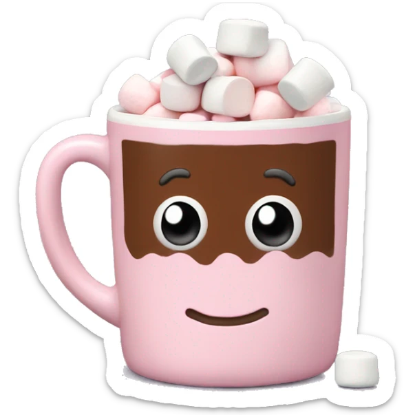 Light Pink mug of hot chocolate with marshmallows  sticker