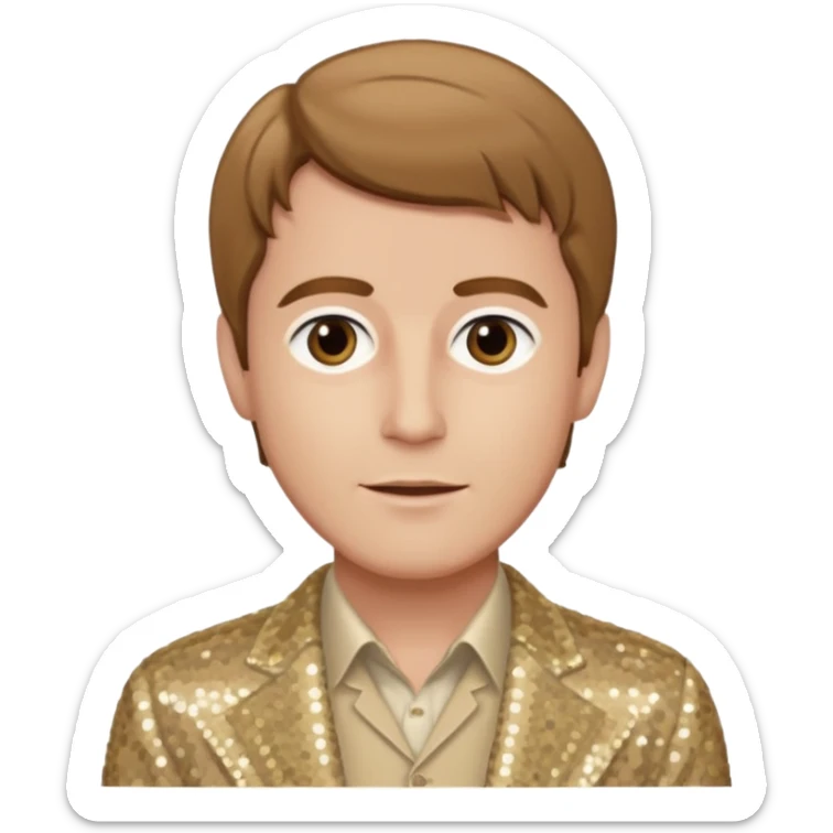 Jeremy Slate, Actor (1926-2006) with light brown hair, beige sequin outfit sticker