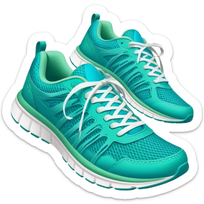 turquoise running shoes, athletic footwear, blue-green sneakers sticker