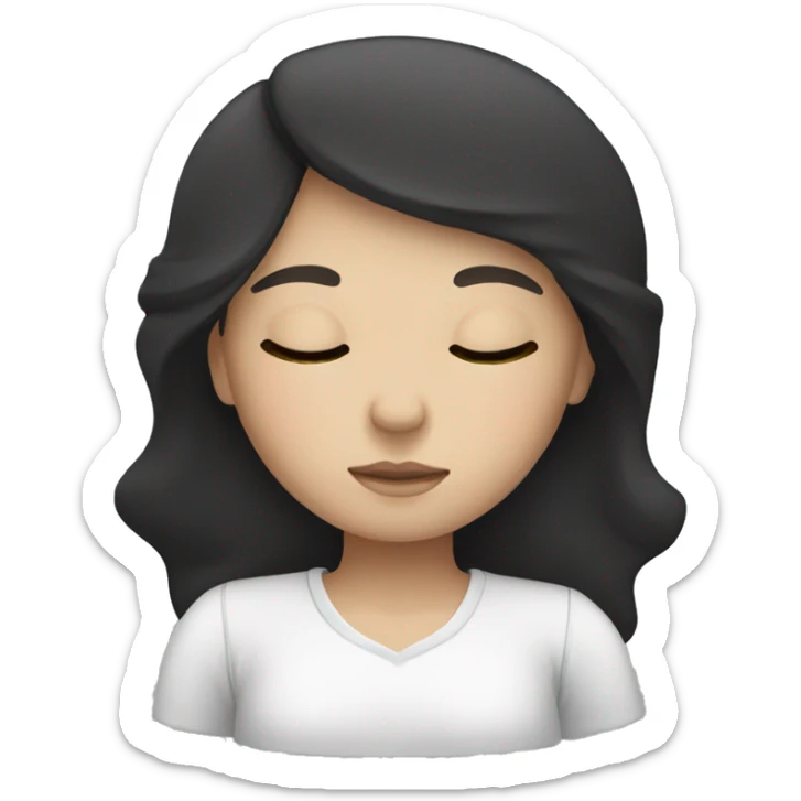 Brunette girl sleeping . The girl has a black hair and white skin  sticker