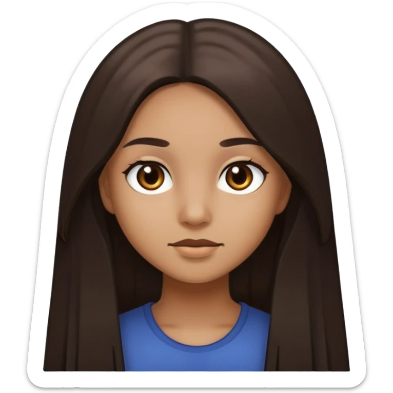 girl with light brown skin, dark eyes and dark straight long hair sticker