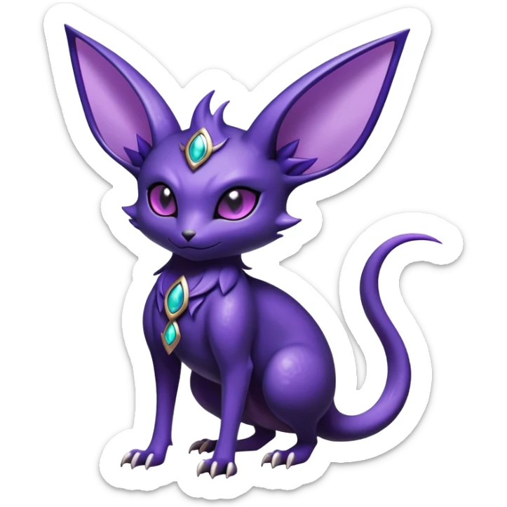 Shiny Exotic Badass Royal Mysterious Gothic Noibat-Espeon-Pokémon-Fakémon-hybrid-creature (full body) sticker