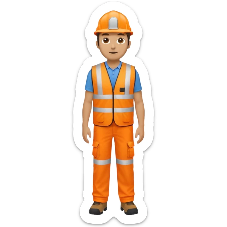 man in orange hi vis vest and chinos, no helmet, standing full body sticker