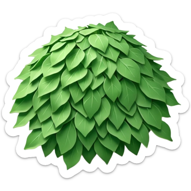 loose scatter of flat jagged green flakes, crisp and matte, evoking dried wild garlic, soft lighting, subtle shadows, emoji scale sticker