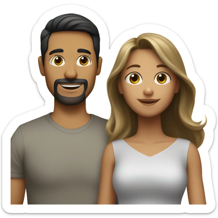 Puerto rican beard short black hair  husband with blond long hair wife and brown long hair daughter Family  sticker