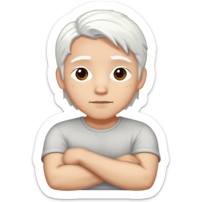 Mops weiss mit grossen aber wenigen braunen flecken der die arme verschrenkt sticker