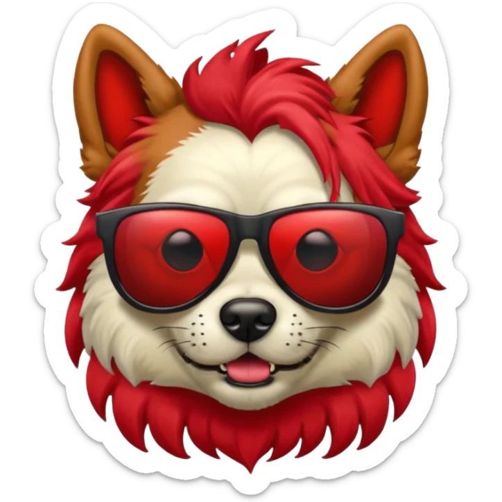 Zombie dog with red hair and sun glasses sticker