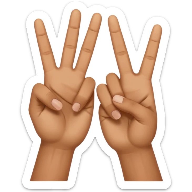 two peace hand sign but one is flipped the other way touch the other fingers sticker