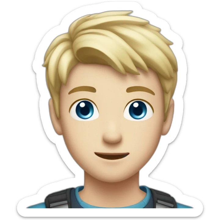 Blonde teen boy with medium short hair, blue eyes, having heart eyes looking to the camera sticker