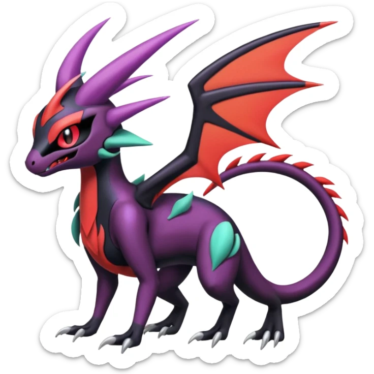 Colorful Cool Badass  Meloetta-Noibat-Noivern-Salandit-Guilmon-Darkrai-Pokémon-Fakémon-fusion-hybrid-creature sticker