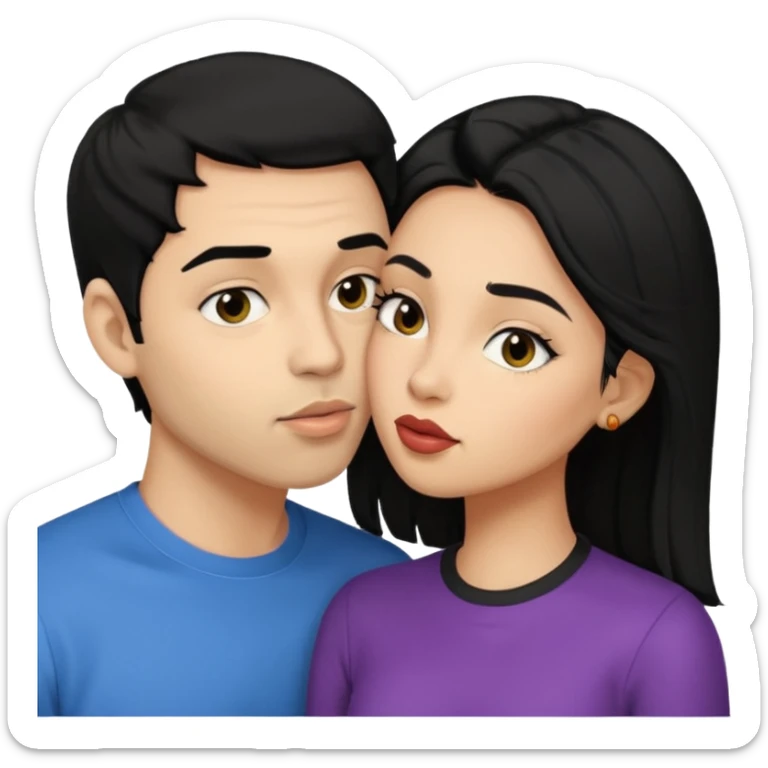 ligh skin black hair man kissing ligh skin black hair woman sticker