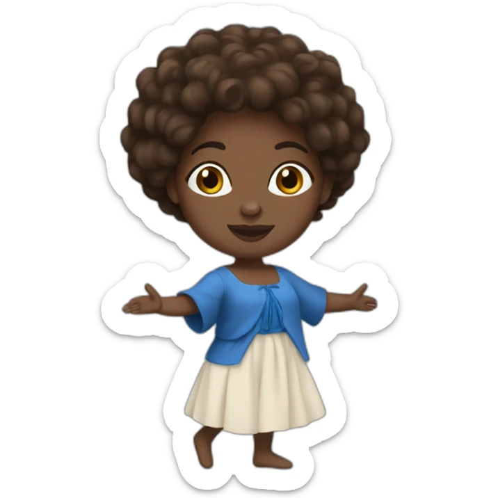 The folk french black woman dance, blue eyes, brown hair sticker