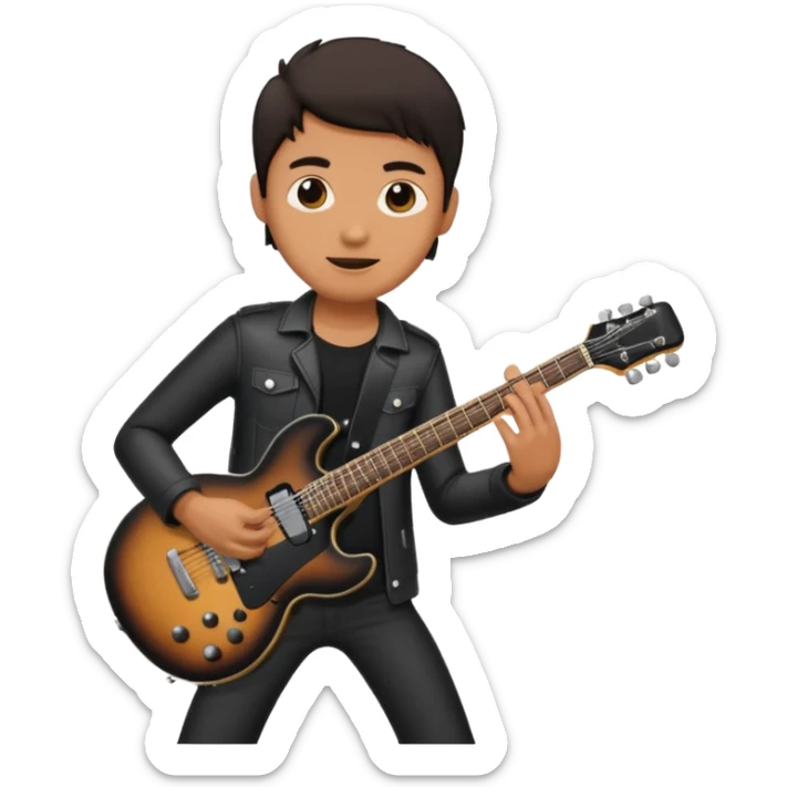 🙂 bu emojinin elinde eloktronik gitar olsun elektronik gitar siyah olsun sticker