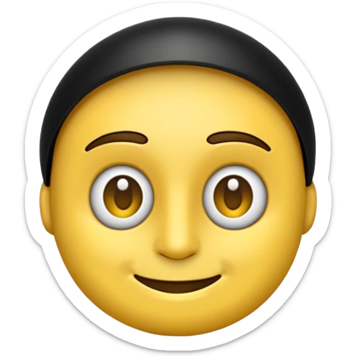 Crea un'emoji di EMON, robottino simpatico, stile cartoon piatto, colori nero, bianco e giallo, espressione felice con sorriso grande, occhi luminosi. PNG trasparente, 128x128 px, chiaro e leggibile.
 sticker