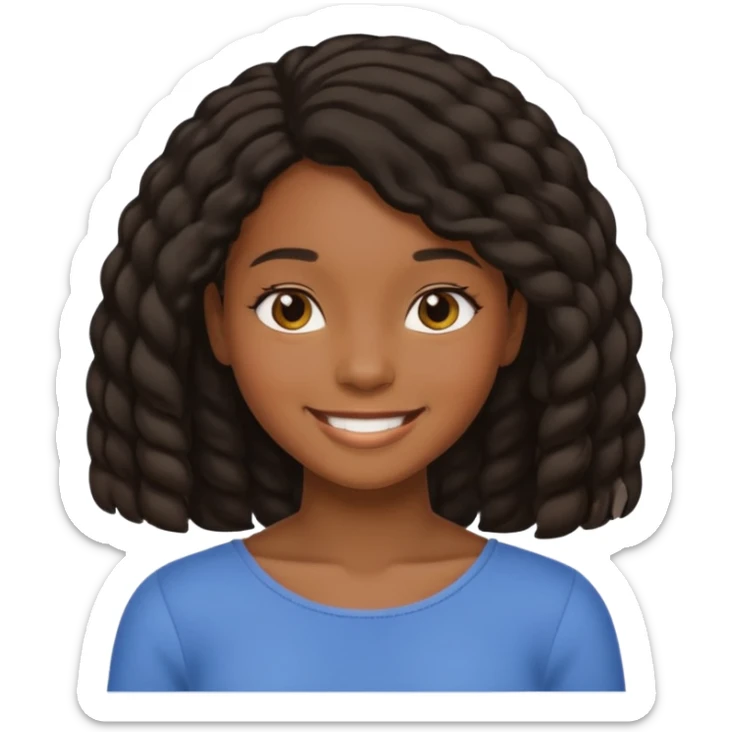 Generate an emoji of a black girl with coily shoulder length hair sticker
