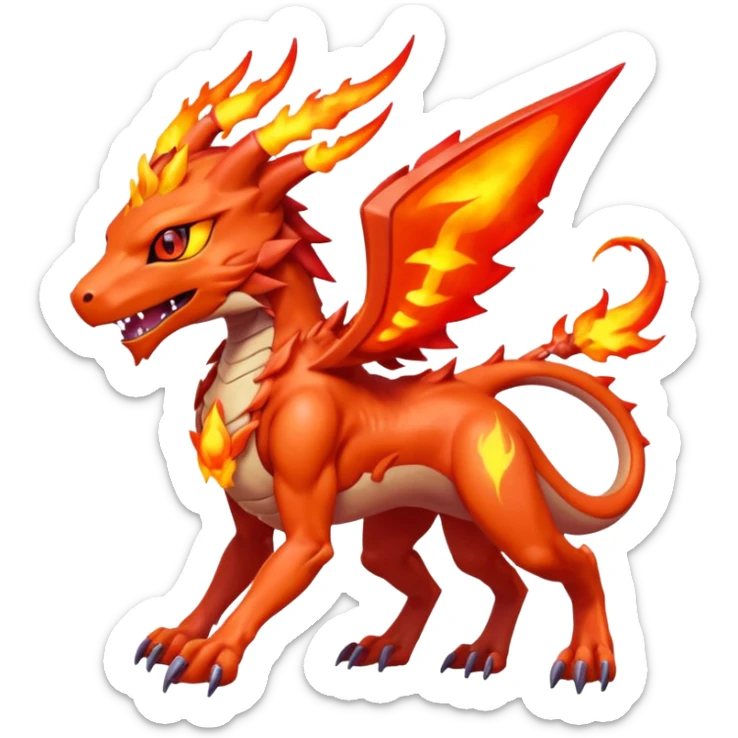 Beautiful Fiery Aesthetic Fakémon-Pokémon-Spectrobes-Digimon-hybrid-creature sticker