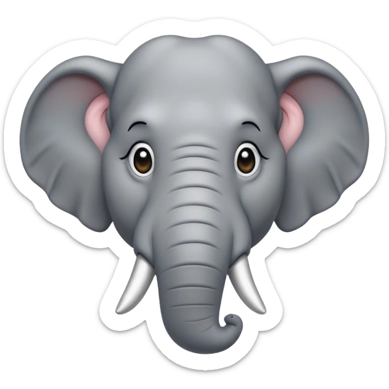 Cinematic Noble Elephant Portrait Emoji, Poised and regal, with a massive, majestic build and a smooth, well-groomed gray hide adorned with gentle wrinkles and proud tusks, deep-set soulful eyes, Simplified yet sharp and sophisticated features, highly detailed, glowing with a soft, dignified glow, high shine, intelligent and gentle, stylized with an air of ancient wisdom, focused and attentive, soft glowing outline, capturing the essence of a watchful and confident giant, so majestic it feels as though it could trump out of the screen with effortless authority! sticker