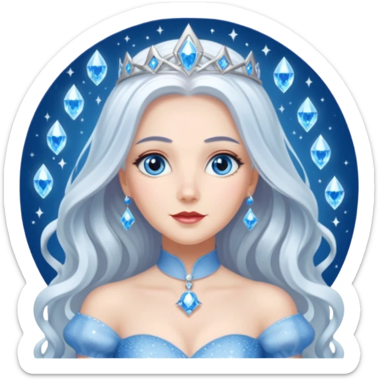 Good Witch of the North from the Wizard of Oz with long white hair, blue eyes, white outfit sticker