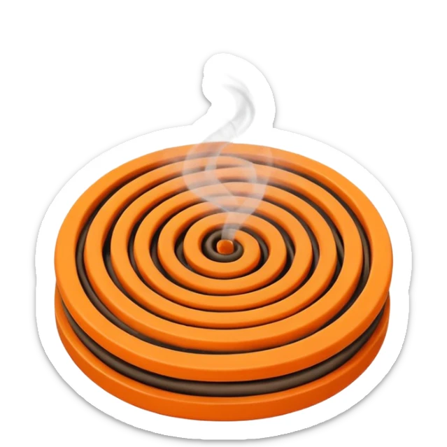 a burning mosquito coil spinning in the place of a selling fan. sticker