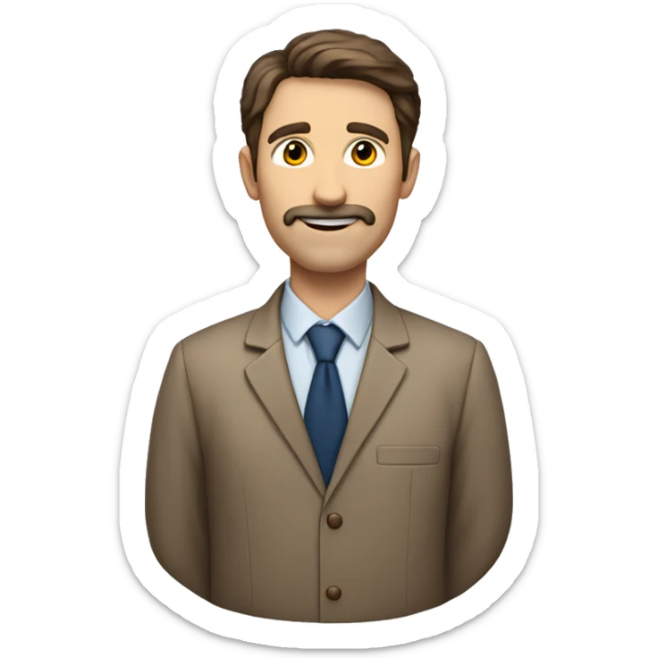 a teacher man of natural science, brown hair, full body not just the face sticker