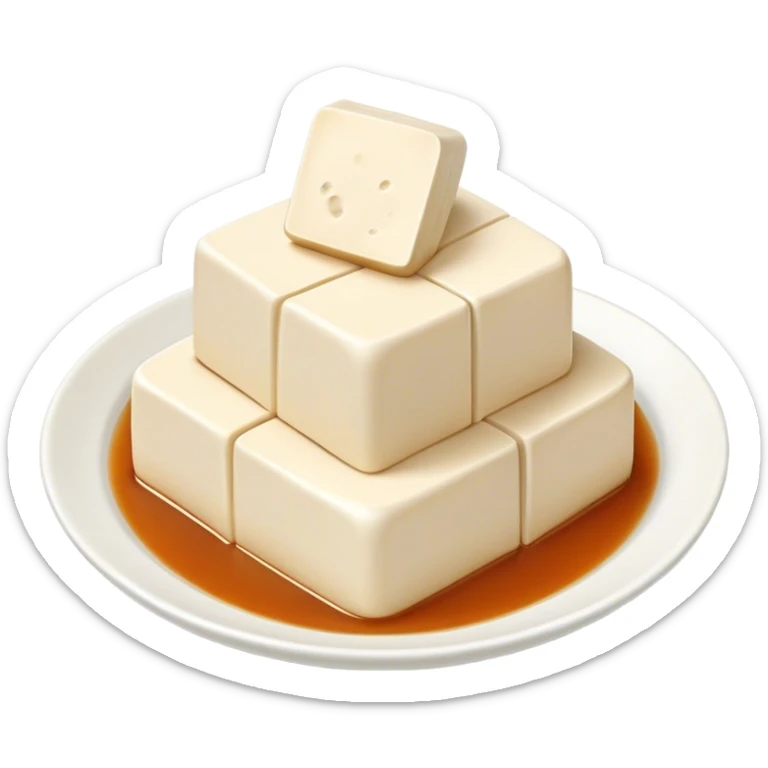 Cinematic Realistic Silken Tofu Dish Emoji, depicted as soft, smooth tofu in a delicate sauce rendered with lifelike detail and gentle, natural lighting. sticker