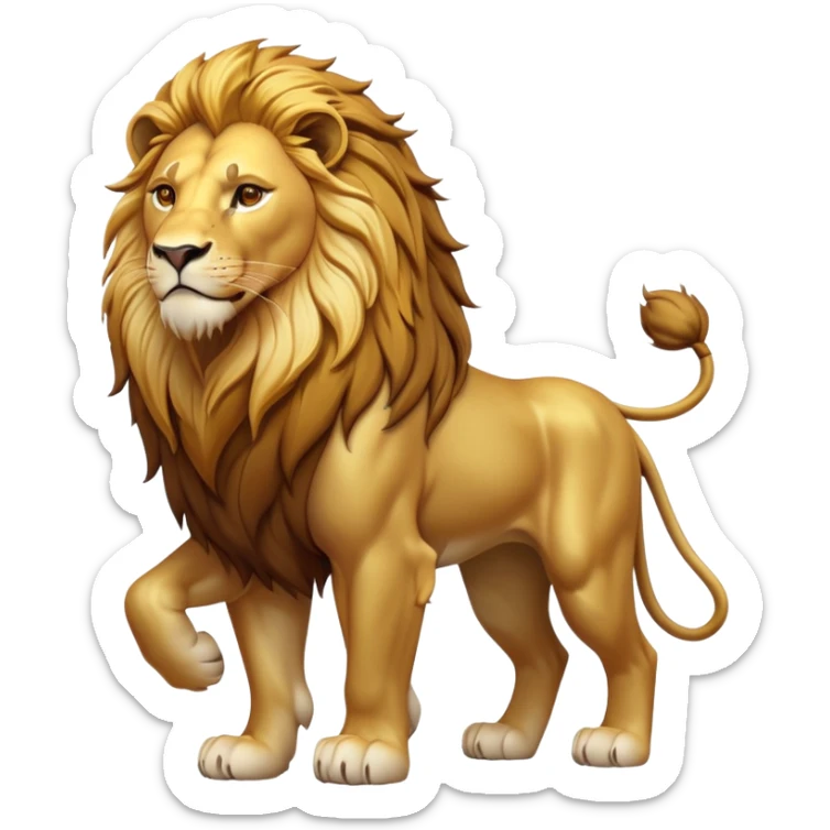 cinematic-lion-realistic-full-body-standing-emoji,-muscular-frame-exuding-royal-confidence,-majestic-mane-flowing-in-the-wind,-head-tilted-dramatically,-sleek-golden-fur,-piercing-eyes-filled-with-untamed-wisdom,-simplified-yet-realistic-focused-features,-highly-detailed,-glowing-with-an-almost-sarcastic-glow sticker