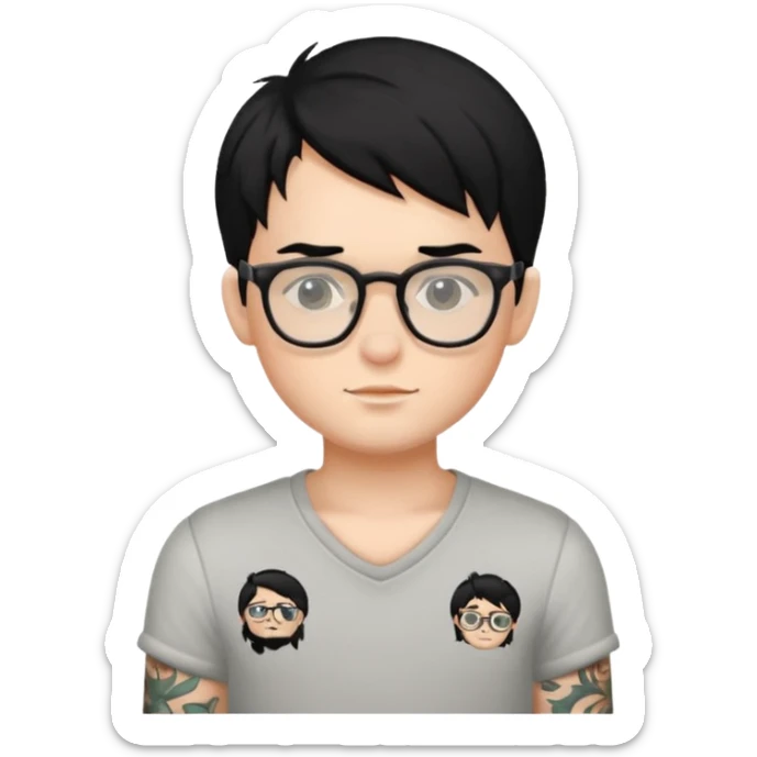 Has un chico con anteojos y tatuajes con pelo negro piel blanca sticker