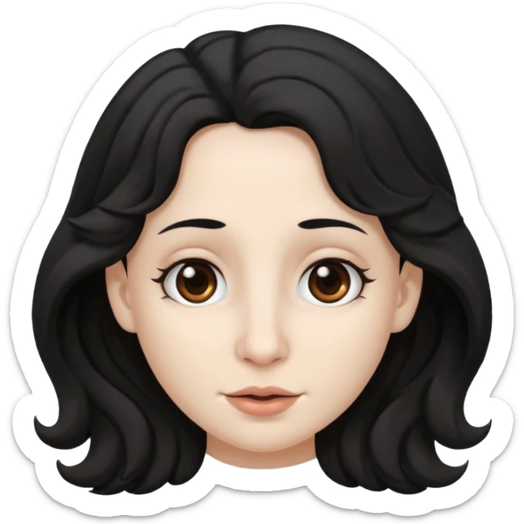 White skin Black wavy hair brown eyes big nose naked boobs sticker