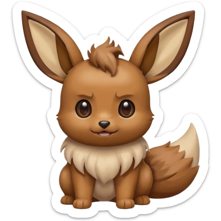 Eevee de Pokémon con expresión de cansancio, cubriéndose la cara con la pata, estilo emoji divertido sticker