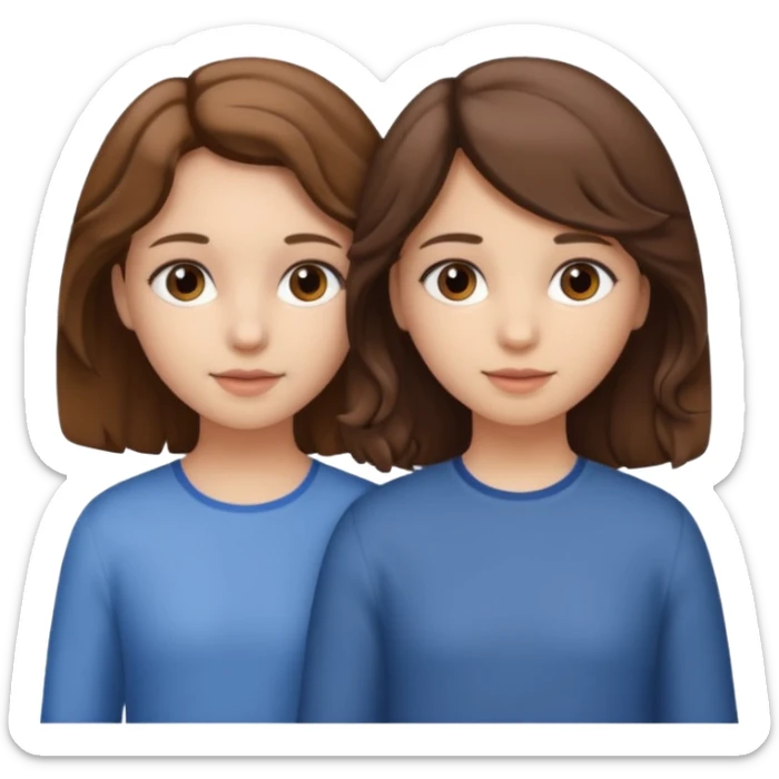 A girl with brown slightly curly hair white skin with her sistre same as her but with straight hair  sticker