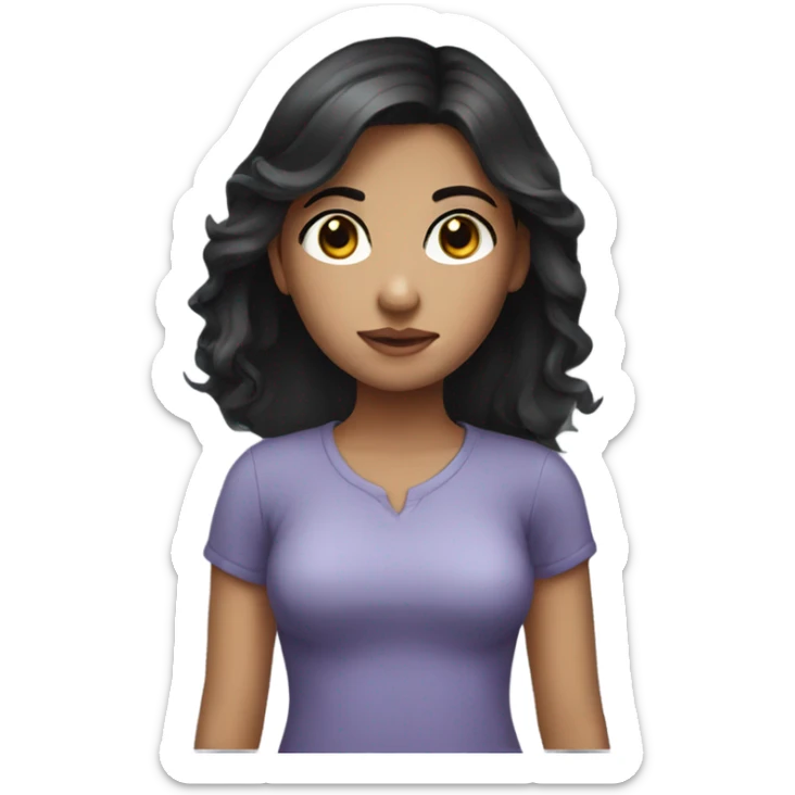 Girl with dark hair and cute face with dark eye  sticker