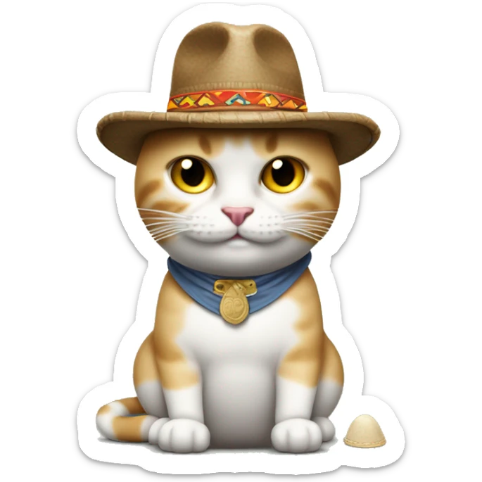 gato gordo con cara de tonto con un sombrero de copa y una espatula en su mano parado como en 2 patas sticker
