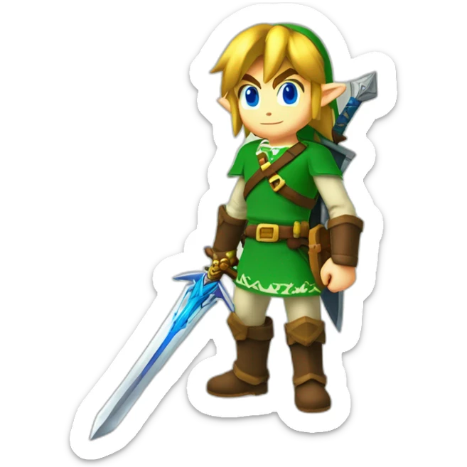 All body of Link of Zelda Totk with master sword in hand sticker