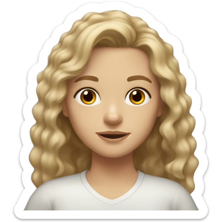light brown, dirty blond hair, hazel eyes small, sporty, girl, very slight wavy hair sticker