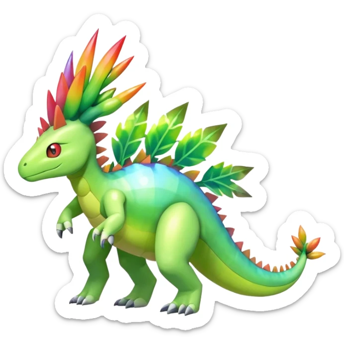 Shiny Colorful Iridescent Meganium-Amaura-fakemon (full body) sticker