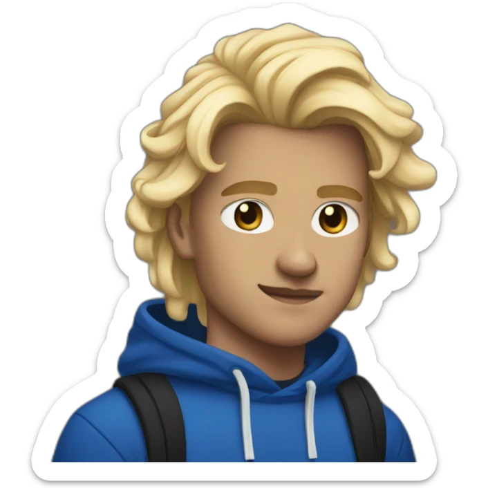 Strong guy with a black puma hoodie And blue shorts And blonde hair sticker