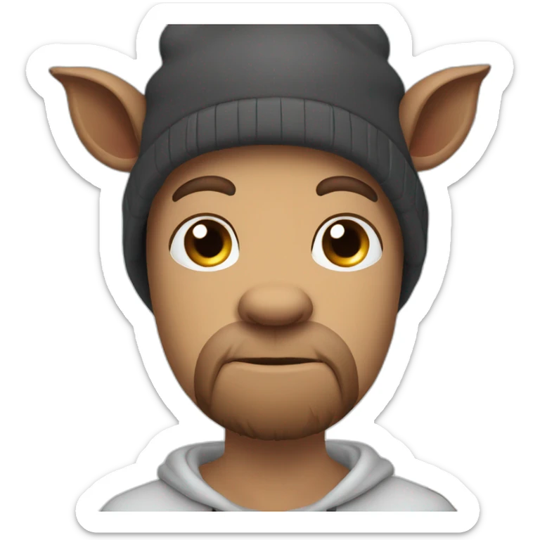 fullface wild brown boar tired of life with stubble with a winter hat black color sticker